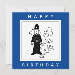 De politieman heeft Clock Face Cartoon. Kaart