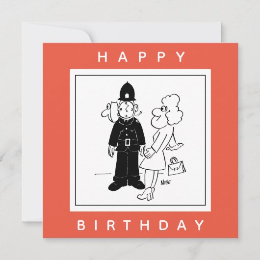 De politieman heeft Clock Face Cartoon. Kaart (Voorkant)