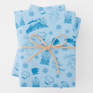 De politsexpressie   Blue Holiday Icon Patroon Inpakpapier Vel