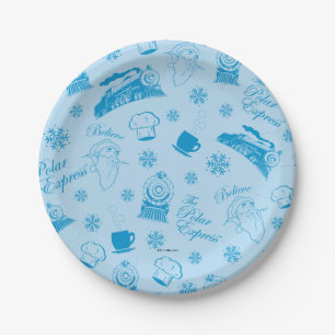 De politsexpressie   Blue Holiday Icon Patroon Papieren Bordje