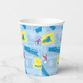 De politsexpressie | Retrotrein en kaartenpatroon Papieren Bekers (Rechts)