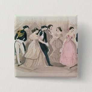 De Polka-Modes, van Godey's Lady Book Vierkante Button 5,1 Cm