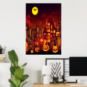 De pompoenstad van Halloween | AI Art Poster (Thuiskantoor)