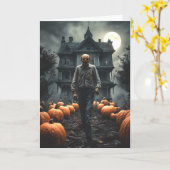 De pompoenverkoper Halloween Kaart (Gele Bloem)