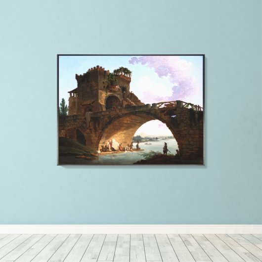 De Ponte Salario van Hubert Robert Canvas Afdruk (Insitu (Houten vloer))