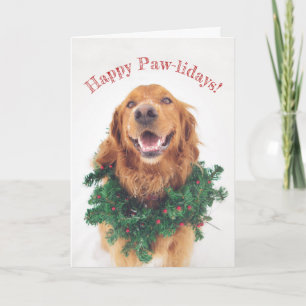 De poot-lidays-Poot van het golden retriever Feestdagen Kaart