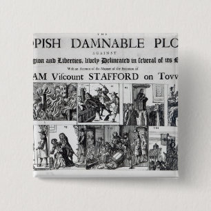 De Popish Damnable Vierkante Button 5,1 Cm