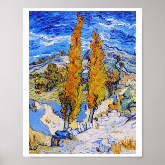 De poplars op Saint-Rémy, Van Gogh Poster (Voorkant)