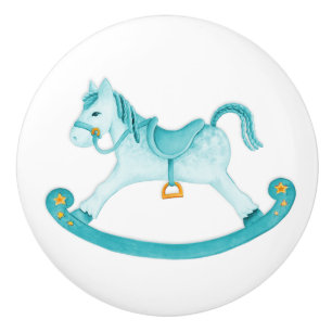 De Porte En Céramique Aquarelle art aqua rocking cheval bouton