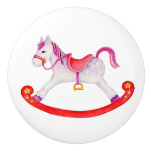 De Porte En Céramique Aquarelle gris violet rouge rocking bouton