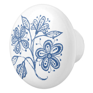 De Porte En Céramique Bleu d'indigo fait sur commande sur le bouton