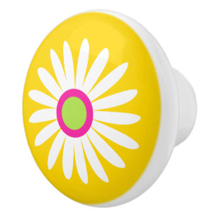 De Porte En Céramique Bouton rose marguerite graphique