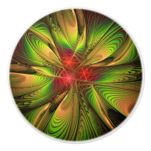 De Porte En Céramique fansy fractal fleur ceramique bouton