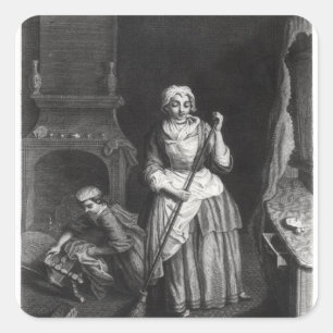 De portier vierkante sticker