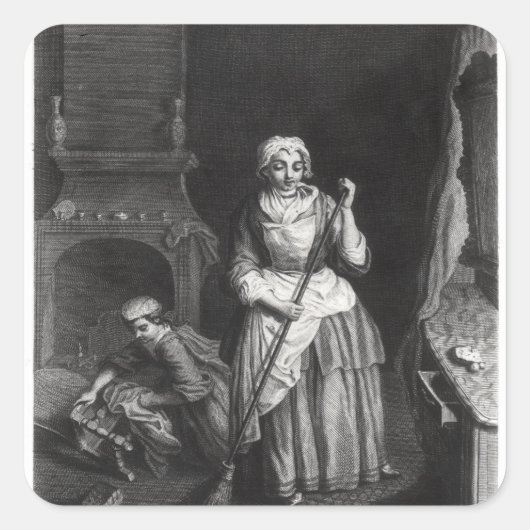 De portier vierkante sticker (Voorkant)