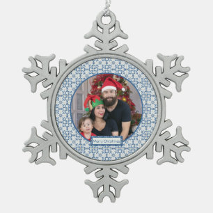 De Portugees Familiefoto met tegels lijst Tin Sneeuwvlok Ornament
