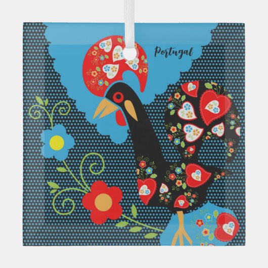 De Portugese rooster Glas Ornament (Voorkant)