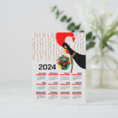 De Portugese Rooster Kerstmis 2024 Kalender Briefkaart (Staand voorkant)
