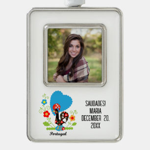 De Portugese rooster Verzilverd Kader Ornament