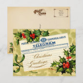 De Post van het Telegram van de Groeten van Feestdagenkaart (Voorkant / Achterkant)