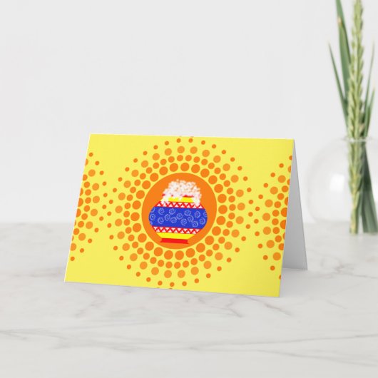 De Pot van Pongal en het Wenskaart van het Ontwerp Kaart (Voorkant)