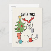 De Poten van de kerstman | Kat van het Rendier Briefkaart (Voorkant / Achterkant)