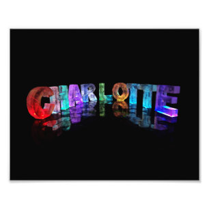 De prachtige naam Charlotte in 3D-lichten Foto Afdruk