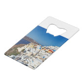 De prachtige Oia in Santorini, Griekenland Kredietkaart Flessenopener (Achterkant Gekanteld)