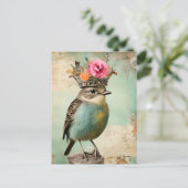 De prachtige vogel in een kroon collage briefkaart (Staand voorkant)