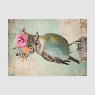 De prachtige vogel in een kroon collage decoupage tissuepapier