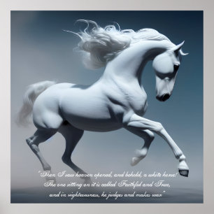 De prachtige White Horse White Messiah Horse Art Poster