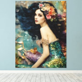 De prachtige zeemeermin collage canvas afdruk (Insitu (Houten vloer))