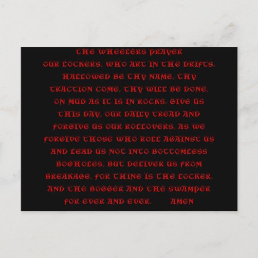 DE PRAYER VAN DE WEELERS BRIEFKAART (Voorkant)