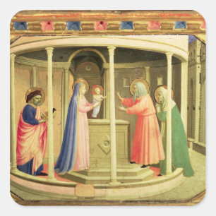 De presentatie in de tempel vierkante sticker