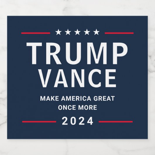 De presidentscampagne van Trump Vance in 2024 Sparkling Wijnetiket (Enkel label)