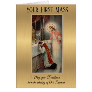 De priester viert zijn eerste Massa