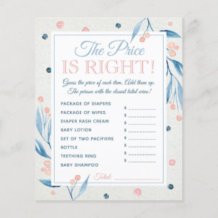 De prijs is juist spel, Baby shower, blauw, roze Flyer