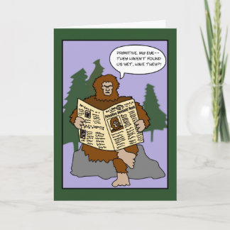 De primitieve Grappige Kerstkaart Sasquatch van de Feestdagen Kaart