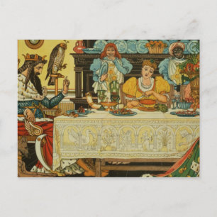 De prinses deelt haar diner met de kikker, van briefkaart