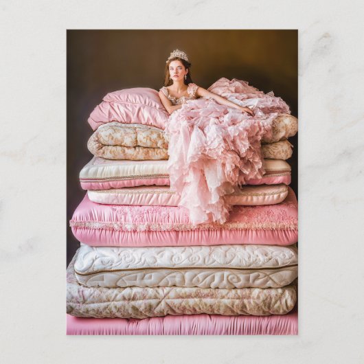 De prinses en de erwt op haar bed briefkaart (Voorkant)
