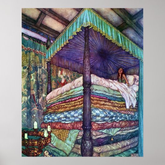 De prinses en de erwt van Edmund Dulac Poster (Voorkant)