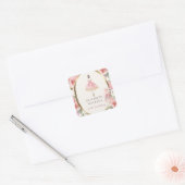 de prinses floral blush feest vierkante sticker (Envelop)