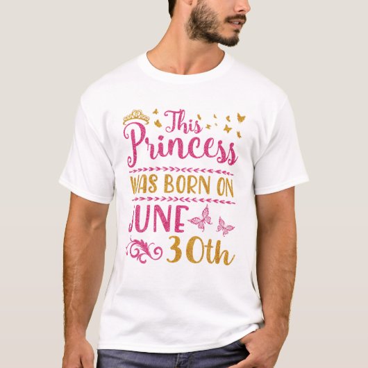 De prinses werd geboren op 30 juni t-shirt (Voorkant)