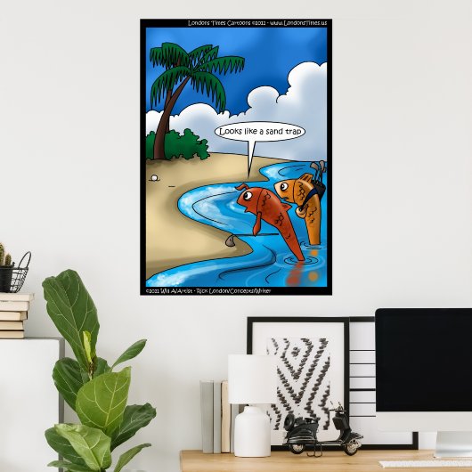 De Prints van het Poster Golfvis Funny (Thuiskantoor)