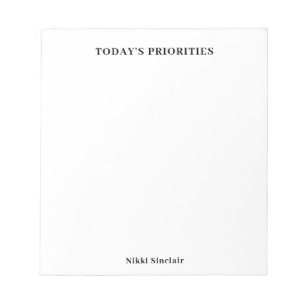 De prioriteiten van vandaag zwart-wit Jotter Notitieblok
