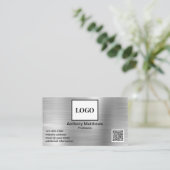 De professional voegt Logo QR-code Faux geborsteld Visitekaartje (Staand voorkant)