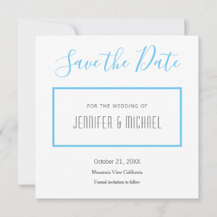 De professionele minimalistisch platte hemel blauw save the date