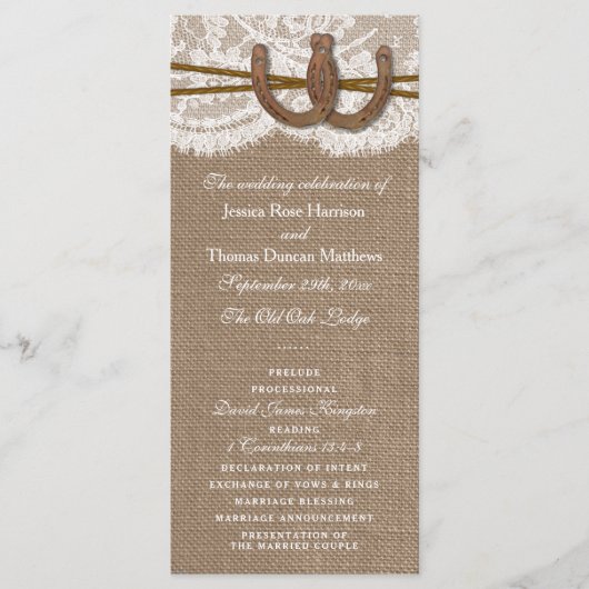 De programma's van het Rustic Hoefijzer Wedding Co (Voorkant)