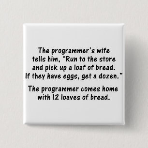 De programmeur en zijn vrouw - Tweede in een serie Vierkante Button 5,1 Cm