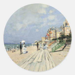 De promenade in Trouville van Claude Monet Ronde Sticker